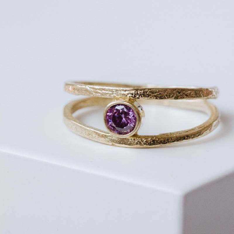 Juni Geburtsstein Ring - Doppelband Mutter Sterling Silber Personalisiertes Geburtstagsgeschenk Für Mama Sr00020 von KyklosWorkshop