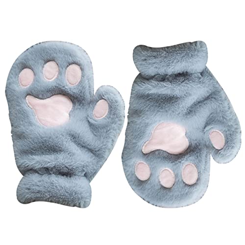 Fingerlose Handschuhe, Cat Paw Fäustlinge Frauen Bär Plüsch Katze Tatze Klaue Halbe Finger Handschuh Soft Winter Cartoon Katze Pfote Winter Warme Plüsch Fäustlinge Winter Warme Fingerlose Handschuhe von ulapithi