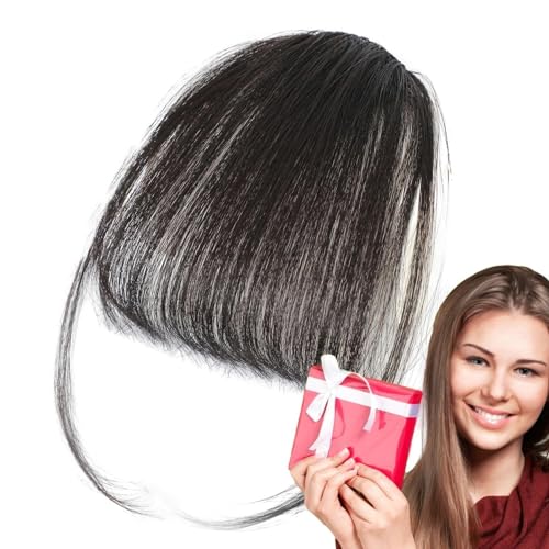 ulapithi Clip-in-Pony-Echthaar, Bang-Clip-in-Echthaar, Französische Pony-Clip-on-Haar-Pony-Erweiterungen, Naturfarbene Fransen-Haarteile, stilvolle Haarverlängerung mit ordentlichem Pony für Mädchen von ulapithi