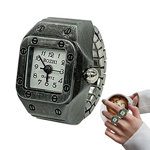 ulapithi Damen-Fingeruhr,Vintage Ringuhr | Kleine Fingeruhr im Zeigerstil, bronzefarbene Quarzuhr mit einziehbarem Uhrenarmband für Damen von ulapithi