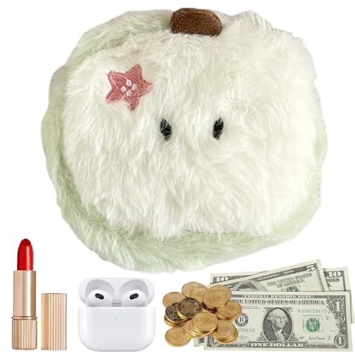 Geldbörse für Damen, Geldbörse, kleine Obstbörse – tragbare Handtasche aus Plüsch, Aufbewahrungstasche für Kopfhörer mit Veränderung der Form von Comic-Früchten, hellgrün, Se référer au von ulapithi