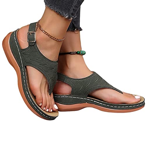 ulapithi Orthopädische Sandalen Damen | Einfarbige Flip-Flop-Sommer-Strandsandalen,Komfort-Sandalen für Damen Orthopädische Sandalen Fußgewölbestütze von ulapithi