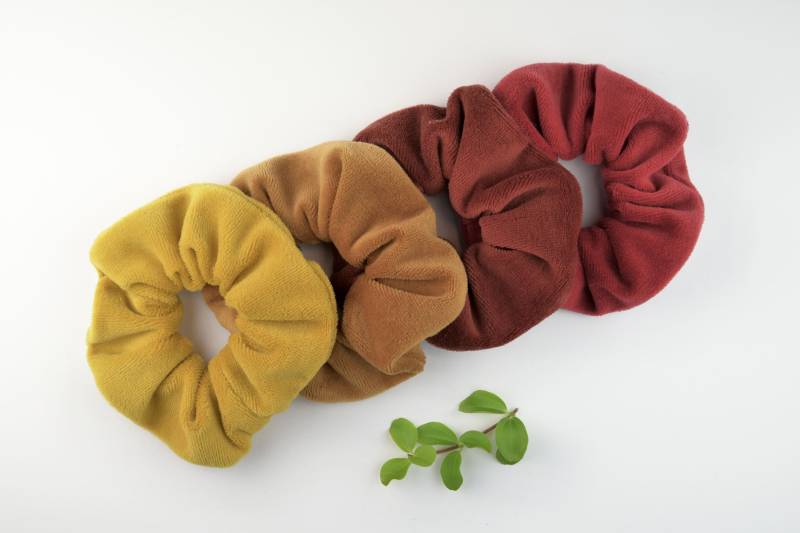 2 Größen Scrunchie Nicki/Haargummi Zopfgummi Ockergelb Camel Terra Ziegelrot Einfarbig Uni von ullinahandmade