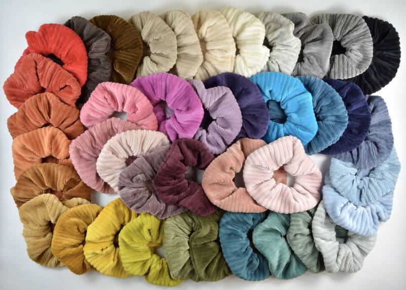 Scrunchie Cord Nicki/Haargummi Zopfgummi Einfarbig Uni Blau Grün Rosa Gelb Schwarz Beige Grau Gerippt von ullinahandmade