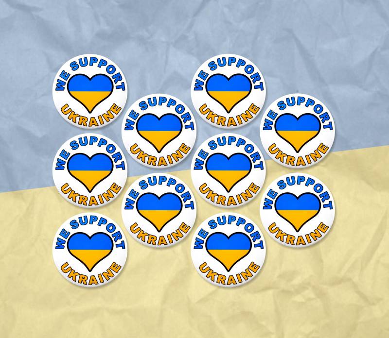 10Er Paket - We Support Ukraine Buttons 3 Inch von umakebuttons