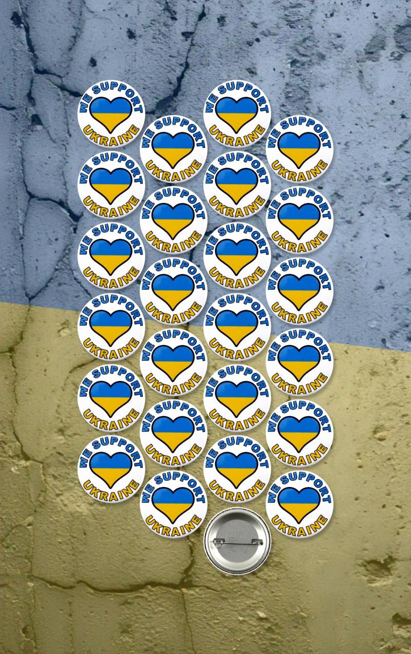 25Er Pack - We Support Ukraine Buttons 1, 5 Inch von umakebuttons