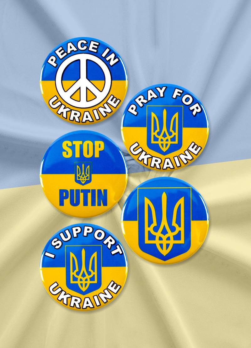 5Er Pack - Ukraine Unterstützung Multipack Pinback Buttons 5, 7 cm von umakebuttons