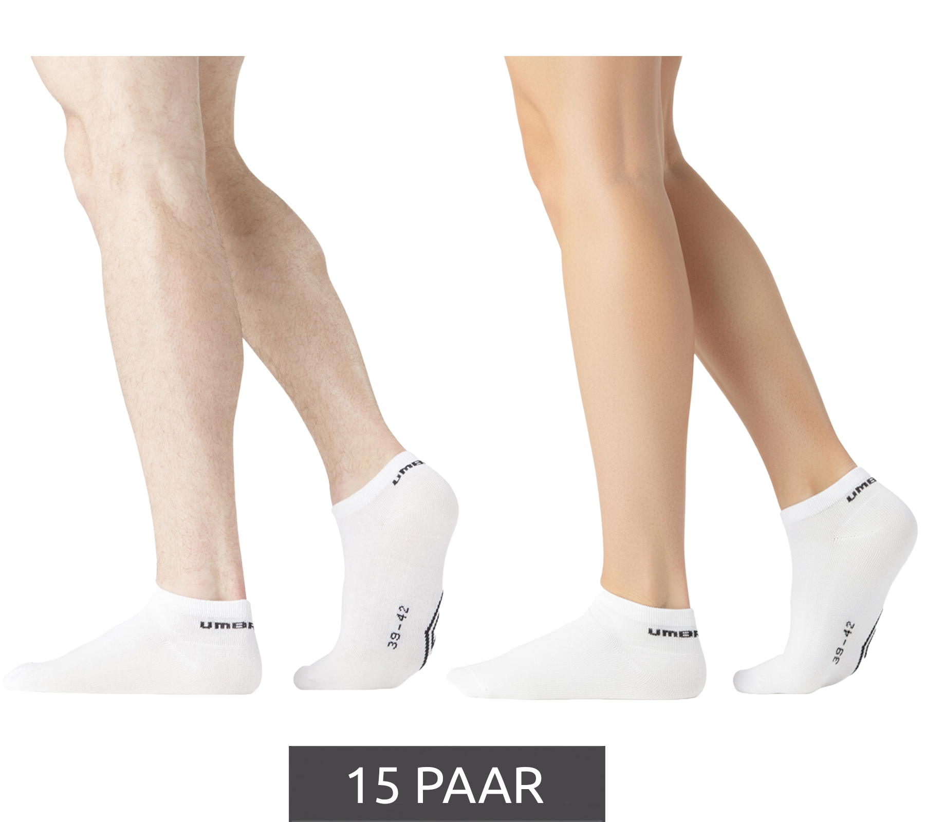 15 Paar umbro Sport Socks Sneaker-Socken für Damen und Herren Strümpfe Oeko-Tex Standard 100 UMG/1/TC5/FX6 Weiß von umbro