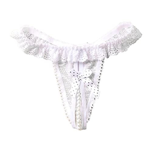 Bauchweg Unterhose Damen, Tanga Damen Perlen String Offen Strings Spitze Unterwäsche Frauen Panties Unterhose G-String Dessous Stringtanga Slip Hautfreundlich G-Schnur Erotische Reizunterwäsche von umifyxioy