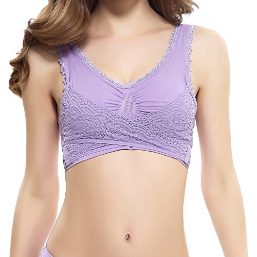 Bh Damen Ohne BüGel, Bustiers BH Damen Bralette Damen Spitze Bustier BH Frauen Yoga Bralette Lace Cara Mia BH Original Bra für Ohne Bügel Spitzen Atmungsaktiv Bra Damen Komfort BH Mit Polstern von umifyxioy