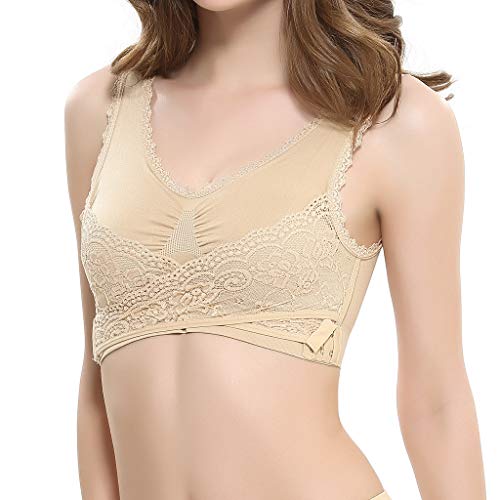 Bh Damen Ohne BüGel, Bustiers BH Damen Bralette Damen Spitze Bustier BH Frauen Yoga Bralette Lace Cara Mia BH Original Bra für Ohne Bügel Spitzen Atmungsaktiv Bra Damen Komfort BH Mit Polstern von umifyxioy