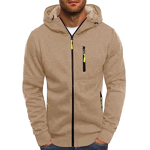 Herren Hoodie Zip up Kapuzenpullover Langarm Kapuzenjacke Reißverschluss Kapuze Sweatshirt Casual Sweatjacke Regular Fit Taschen Jacke Basic Kordelzug Sport Herbst Winter Kapuzenpulli Pullover von umifyxioy