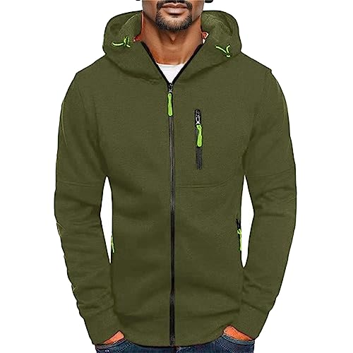 Herren Hoodie Zip up Kapuzenpullover Langarm Kapuzenjacke Reißverschluss Kapuze Sweatshirt Casual Sweatjacke Regular Fit Taschen Jacke Basic Kordelzug Sport Herbst Winter Kapuzenpulli Pullover von umifyxioy