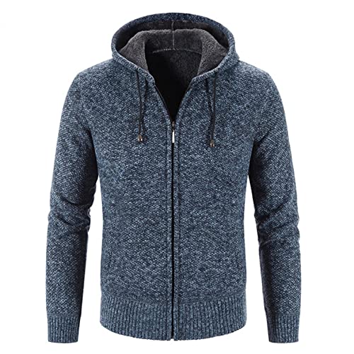 Hoodie Herren Oversize, Herren Kapuzenstreifen Gefütterte Strickjacke Mantel Sweatshirt Reißverschluss Cardigan Herren Kapuze Feinstrick Männer Winter Freizeit Jacke Sweatjacke Kapuzenpullover von umifyxioy