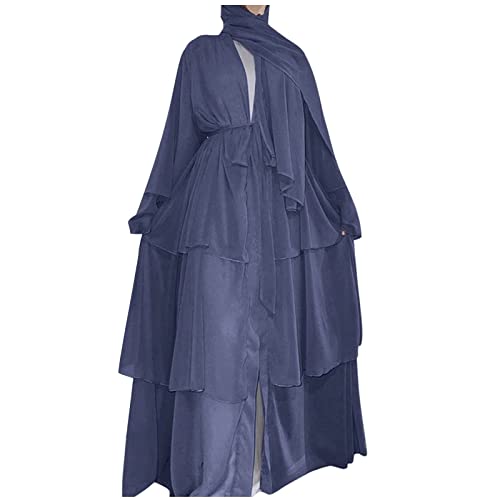 Muslimische Kleider Damen Elegant, Damen Plus Size Print Lange Ärmel Abaya Jilbab muslimischen Maxi Kleid Casual Kaftan langes Kleid Knopf Loser Normallack Kleidungs Damen Ramadan Kleider Gebet von umifyxioy