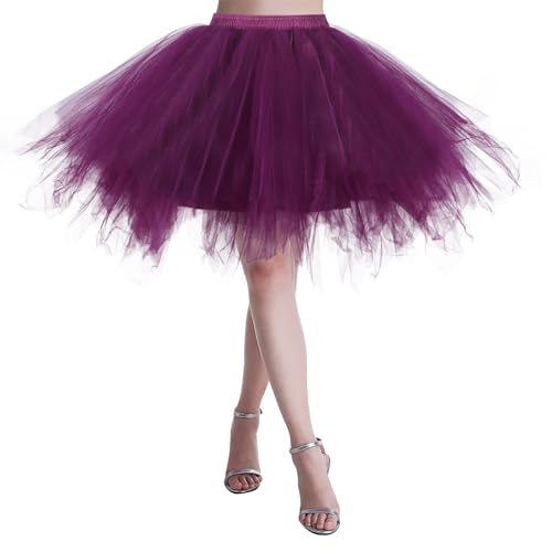 Tüllrock Damen, Damen Tüllrock Tutu Rock 50er Rockabilly Retro Petticoat Unterrock Kurz Ballet Tanzrock Minirock Tütü Röcke Karneval Kostüm Party Festlich Tanzkleid Ballkleid Abendkleid von umifyxioy