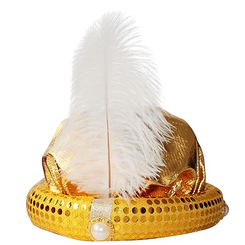 umifyxioy Halloween Kostüm, Aladdin Hut Sultan Turban mit Federhaarwickel Halloween Kostüm Requisiten für Erwachsene Kinder Cosplay Kostüm für Herren & Damen Halloween Karneval Fasching Dress-up Prop von umifyxioy