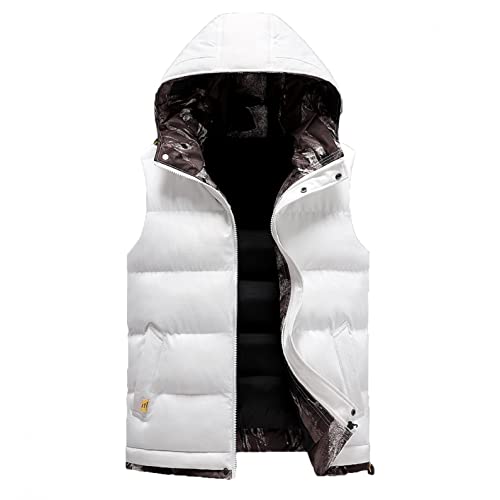 umifyxioy Herren Daunenweste Mit Kapuze Winterjacke Herren Warm Westen Jacke Herren Winter Herbst Weste Herren Steppweste Herren Ärmellos Steppweste Leicht Daunenjacke von umifyxioy