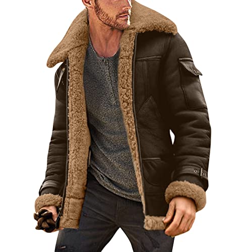 umifyxioy Herren Winterjacke, Wildleder Mantel Mit Fell Wildleder Jacke Braun Herren Outdoor Jacke Herren College Jacke Mantel Herren Herren Winterjacke Mit Fell Herren Wintermantel Winterjacke von umifyxioy