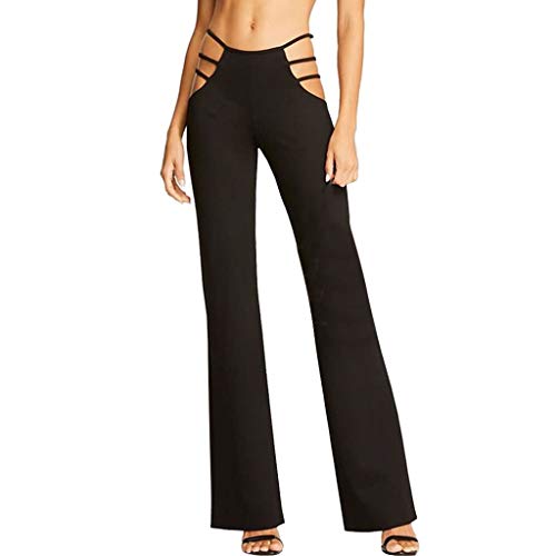 umifyxioy Hosen Damen, Bootcut Hose Damen Sexy Cut Out Einfarbig Lang Schlaghose Low Waist Flared Leggings Pants Freizeithose Schlag Hose Slim Fit Stretch Schlupf Stoffhose Flare PantsJogginghose von umifyxioy
