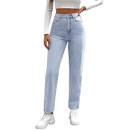 umifyxioy Hosen Damen, Damen Mid Waist Jeans Vintage Jeans Damen High Waist 90er Denim Hose Gerade Hosen Jeans Hose mit Hoher Taille Straight Y2K Style Harajuku Streetwear Pants Slim Freizeit von umifyxioy