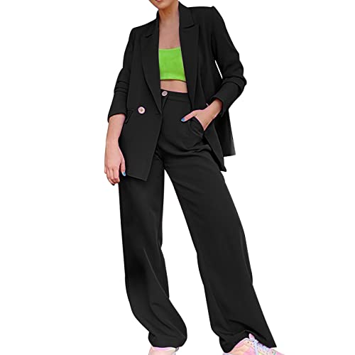 umifyxioy Hosenanzug Damen, Damen Hosenanzug Damen Business Anzug Set Elegant Hosenanzug Slimfit Blazer Hose 2-Teilig Anzug Slim Fit Reverskragen Blazer Und Bleistift Hose Set Einfarbig von umifyxioy