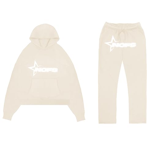 umifyxioy Jogginganzug Herren, Two Neutral Sweatshirt Set Kapuzenpullover Hoodie + Jogger Lässiger Pullover Fashion Bedrucktes Top Hip Hop Casual Pullover Harajuku Straßenkleidung Y2k Kleidung von umifyxioy