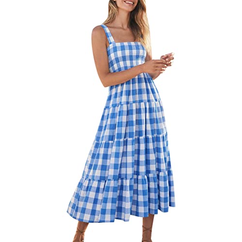 umifyxioy Kleid Damen Sommer, Damen Sommer Kariert Tie Strap A-Linie Smocked Maxikleid Square Neck Flowy Rüschen Langes Strandkleid Spaghettiträger Boho Kleid Sommerkleid Partykleid umifyxioy Kleid Damen Sommer, Damen Sommer Kariert Tie Strap A-Linie Smocked Maxikleid Square Neck Flowy Rüschen Langes Strandkleid Spaghettiträger Boho Kleid Sommerkleid Partykleid von umifyxioy