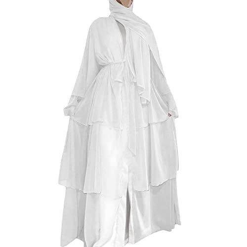 umifyxioy Muslimische Kleider Damen, Abaya Kleid Damen Spitze Ramadan Muslimisches Gebetskleidungsstück 2-teiliges Set für Damen Khimar Abaya langer Hijab-Rock volle Abdeckung Islam-Kleidung von umifyxioy