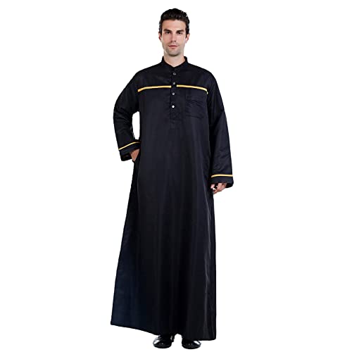 umifyxioy Muslimische Kleider Herren, Herren Muslimische Kleider Kaftan Mittlerer Osten Saudi-arabische Roben Türkisch Kleider Thobe Gebetskleidung Drucken Taschen Männer Kleider von umifyxioy