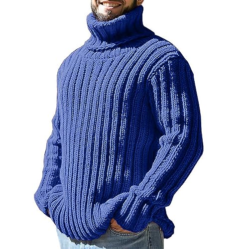 umifyxioy Pullover Herren, Herren Rollkragen Pullover Strickpullover Winter Grobstrick Warm Oberteile Regular Fit Warm Beiläufig Einfarbig Pulli Langarm Sweatshirt Sweater Tops von umifyxioy