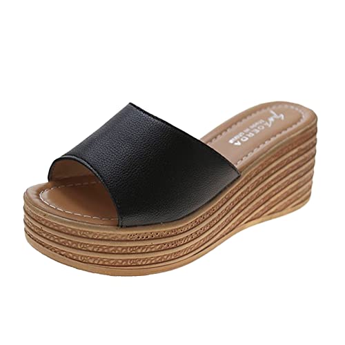 umifyxioy Sandalen Damen, Damen Sandaletten Plateau Hausschuh Sandalen Offenen Zehen Slippers Wedge Heel Casual Sommerschuhe Sommer Keilabsatz Strandsandalen Sandals Pantoletten Freizeitschuhe von umifyxioy