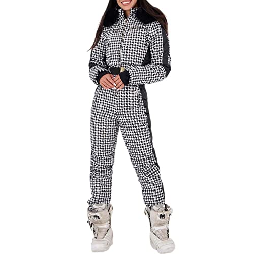 umifyxioy Skianzug Damen Set, Damen Skianzug Schneeanzug Skioverall Frauen Einteiler Skisuit Wasserdicht Skioverall Wasserdicht Ski Suit Winddicht Skisuit mit Kaputze Reißverschluss Spielanzug von umifyxioy