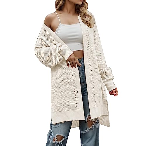 umifyxioy Strickjacke Damen, Damen Strickjacke Lang Cardigan Lose Große Größen Casual Elegant Strickpullover Herbst Winter Outwear Open Front Langarm Pullover Sweatshirt Jacke Mäntel Strickmantel von umifyxioy