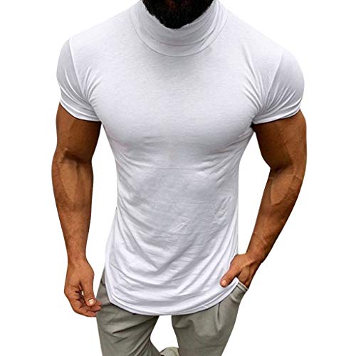 umifyxioy T Shirt Herren, Herren Tshirts Kurzarm Rollkragen Shirts Einfarbig T Shirts Stretch Kurzarmshirt Slim Fit T-Shirt Sommer Shirt Bluse Oberteile Top Streetwear Bequem Herren Hemden von umifyxioy