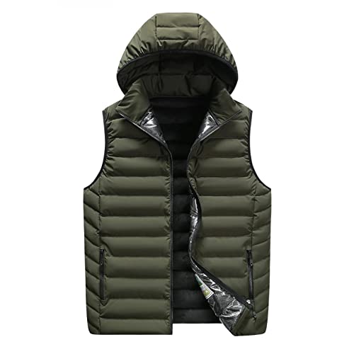 umifyxioy Winterjacke Herren Warm Herren Daunenweste Warnwesten Auto üBergrößEn Oversize Weste Pilotenjacke Herren Lange Steppweste Herren Regenjacke Herren äRmellose Steppweste Abnehmbarer Kapuze von umifyxioy