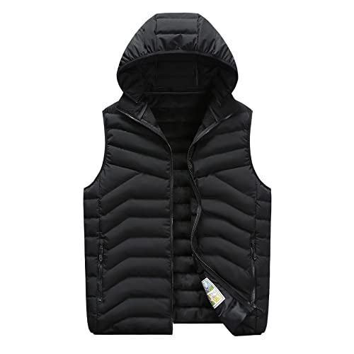 umifyxioy winterjacke herren warm,Herren Weste Ärmellose Steppweste mit Kapuze Warm Leicht Winterweste Bodywarmer Kapuzenweste Daunenweste Reißverschluss Sportweste Freizeit Outdoor von umifyxioy