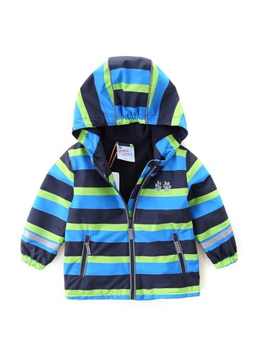 Jungen Warme Fleece-gefütterte Jacke - Wasserabweisende & Gemütliche Regenjacke mit Kapuze (DE/NL/SE/PL, Numerisch, 110, Regular, Blau) von umkaumka