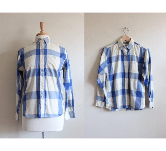 Vintage 1980Er Jahre Diane Von Furstenberg Dvf Blau Karierten Button Down Shirt Top Vintage 1980Er Jahre Diane Von Furstenberg Dvf Blau Karierten Button Down Shirt Top von umnica