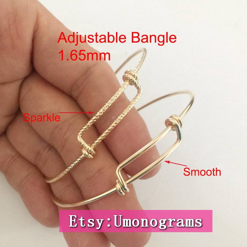 14K Gelbgold Gefüllt Verstellbarer Armreif 7, 0-8, 5 "/ 8, 0-9, 5" 1, 65mm Glatt/Sparkle Erweiterbare Armbänder Großhandel Schmuckzubehör 1/20 von umonograms