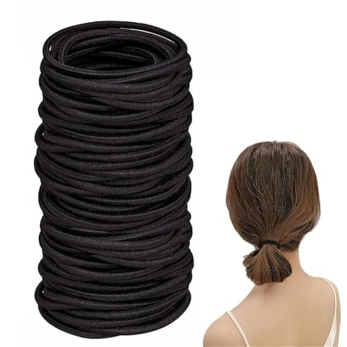 100 Stück Schwarz Haargummis,2 mm elastische Haargummis große Elastisch Haarbänder Haargummis ohne Metall Pferdeschwanz Inhaber Haarzubehör Dünne Haarbänder für Mädchen Mann Frauen von umyeoqoyo