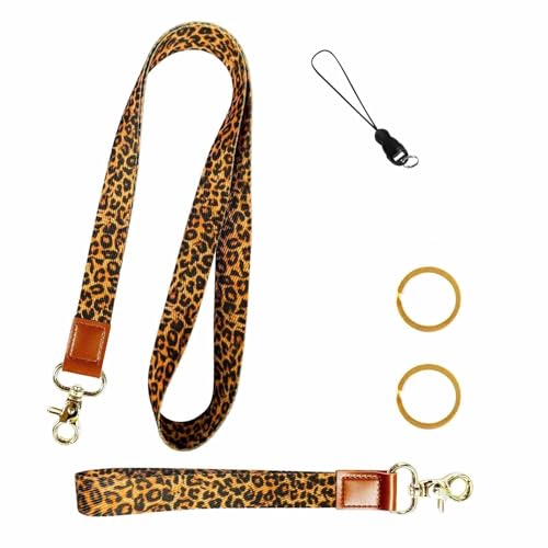 umyeoqoyo Schlüsselband Leopardenmuster mit 2 Zubehörteilen, Lanyard für Schlüssel Ausweis Karten Handy, Schlüsselanhänger Umhängeband mit doppelseitigem Druck für Damen Mädchen Büro Schule von umyeoqoyo