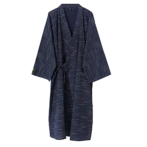 un-brand Japanische Kimono-Doppelgaze-Baumwollrobe für Herren in Übergröße Zen-Kleidung Taoistische Kleidung (Größe XL, B1) von un-brand