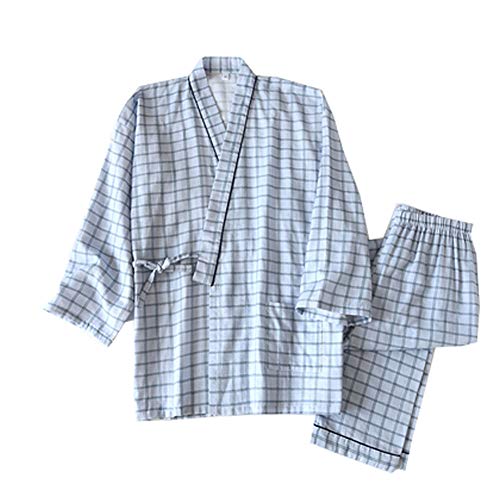 un-brand Japanische Kimono-Doppelgaze-Baumwollrobe für Herren in Übergröße Zen-Kleidung Taoistische Kleidung (Größe XL, C1) von un-brand