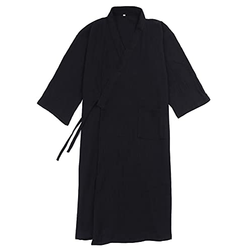 un-brand Japanische Kimono-Samtrobe für Herren in Übergröße Zen-Kleidung Taoistische Kleidung (Größe XL, Schwarz) von un-brand