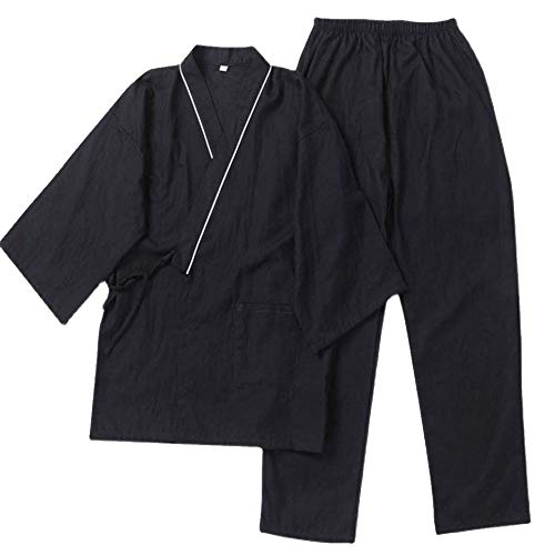 un-brand Japanischer Kimono-Baumwoll-Hanfu-Pyjama-Anzug für Herren in Übergröße Zen-Kleidung Taoistische Kleidung (Größe L, Q) von un-brand