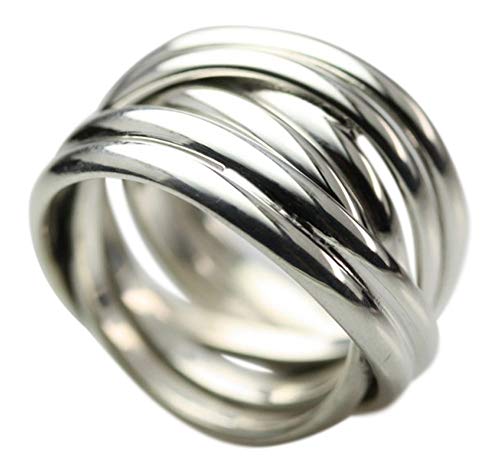 unbekannt Breiter in sich verschlungener 925 Silberring, Größe:Größe 61 (19.4 mm) von unbekannt