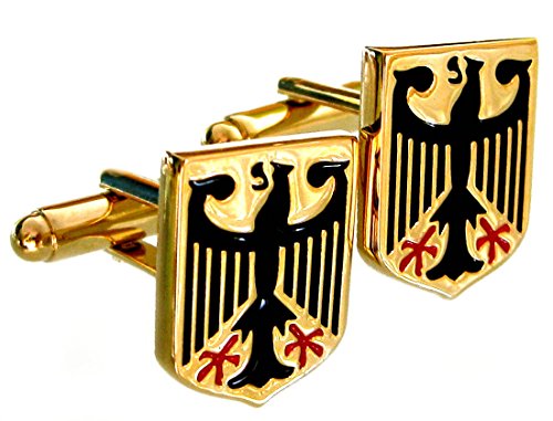 Unbekannt Wappen Manschettenknöpfe Adler vergoldet glänzend + Schwarze + rote Lackeinlage Plus Geschenkbox von unbekannt