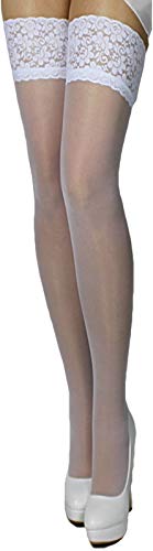 unbekannt Braut Halterlose Strümpfe Hochzeit Weiß oder Creme LYCRA glänzend GR S-XXL EU (L/XL, Weiß) von unbekannt