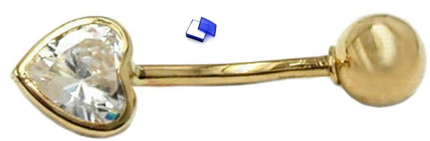 unbespielt Bauchnabelpiercing Piercing Bauchnabelpiercing mit Zirkonia Herz aus 585 Gold 20 x 6 mm inkl. Schmuckbox, Goldschmuck für Damen von unbespielt